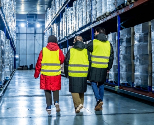 Storage Warehouse Workers Managing Cold Chain Logistics